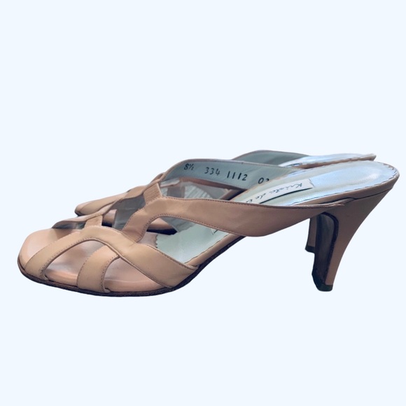 KRISTA DE LA HARPE NUDE SQUARE TOE KETTEN HEEL LEATHER SANDALS - Picture 4 of 15